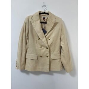 NWT Rowing Blazers Target Corduroy Double Breasted Blazer Cream‎ Gold Buttons XS